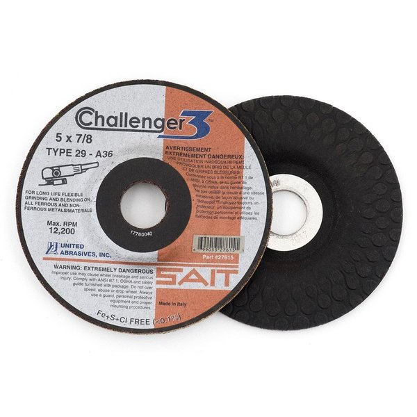 United Abrasives/Sait United Abrasives - Sait Challenger III Grinding Wheel Type 29 4-1/2 " x 1/8 " x 7/8" 60 Grit 27611